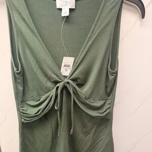 LOFT NWT Women's Green Tie-Front Top Size S
